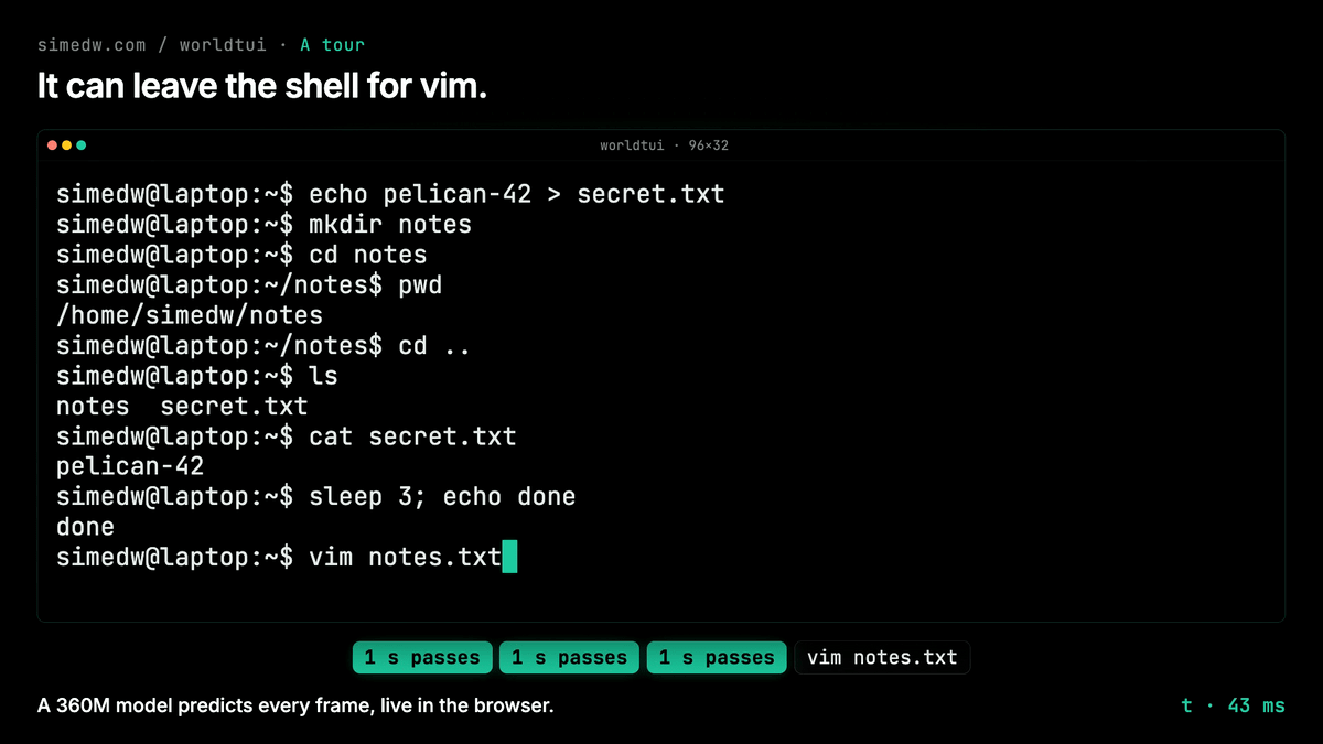 Related image for WorldTUI is a terminal whose screens are predicted by an AI model